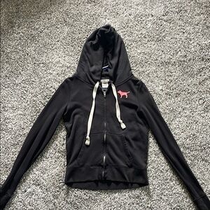 PINK “LOVE LOVE PINK” Zip Up Drawstring Hoodie